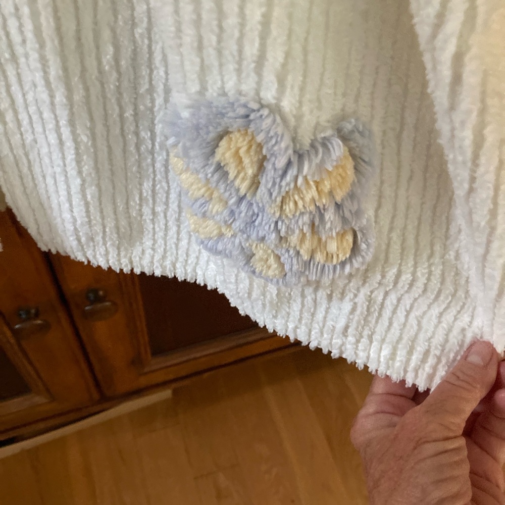 Mark Travers L Chenille Robe 100 Cotton Supertex Australia Cr w/pale flowers - Picture 7 of 8